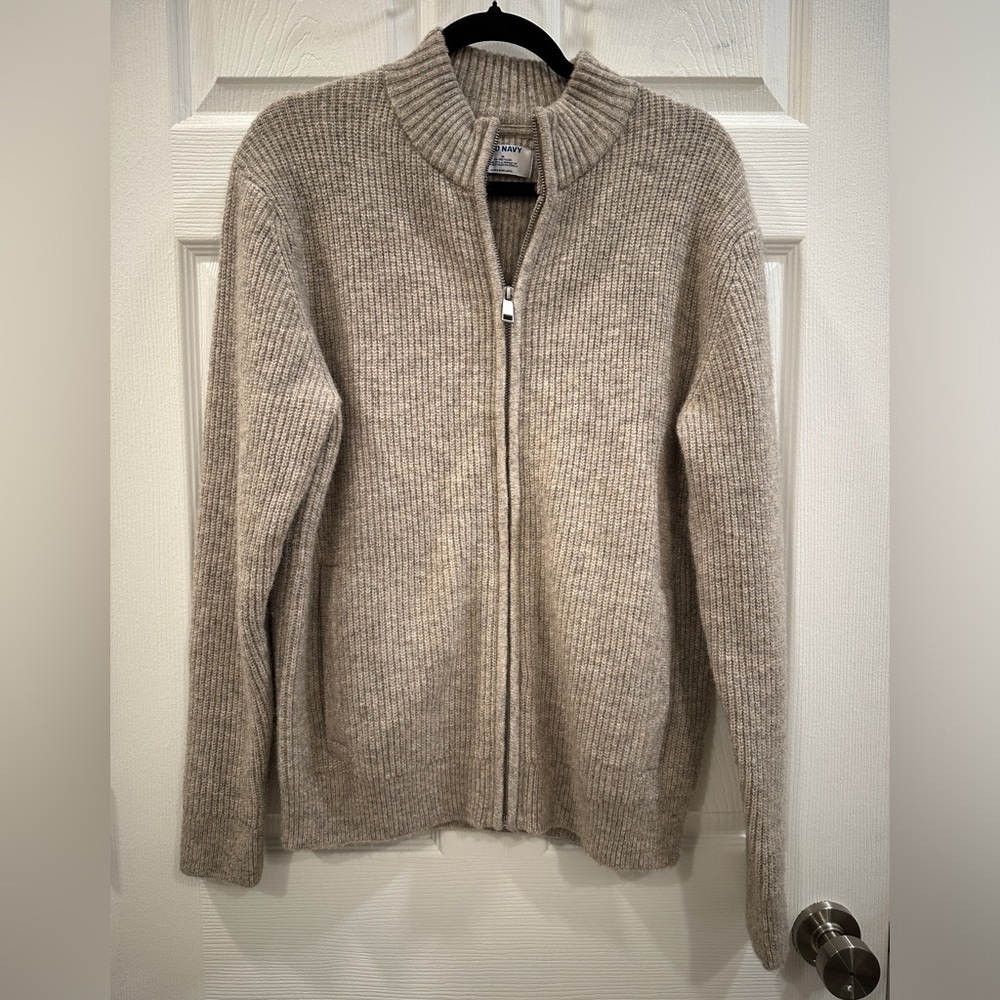 Old navy men’s Ribbed Full-Zip wool blend Cardigan size M EUC